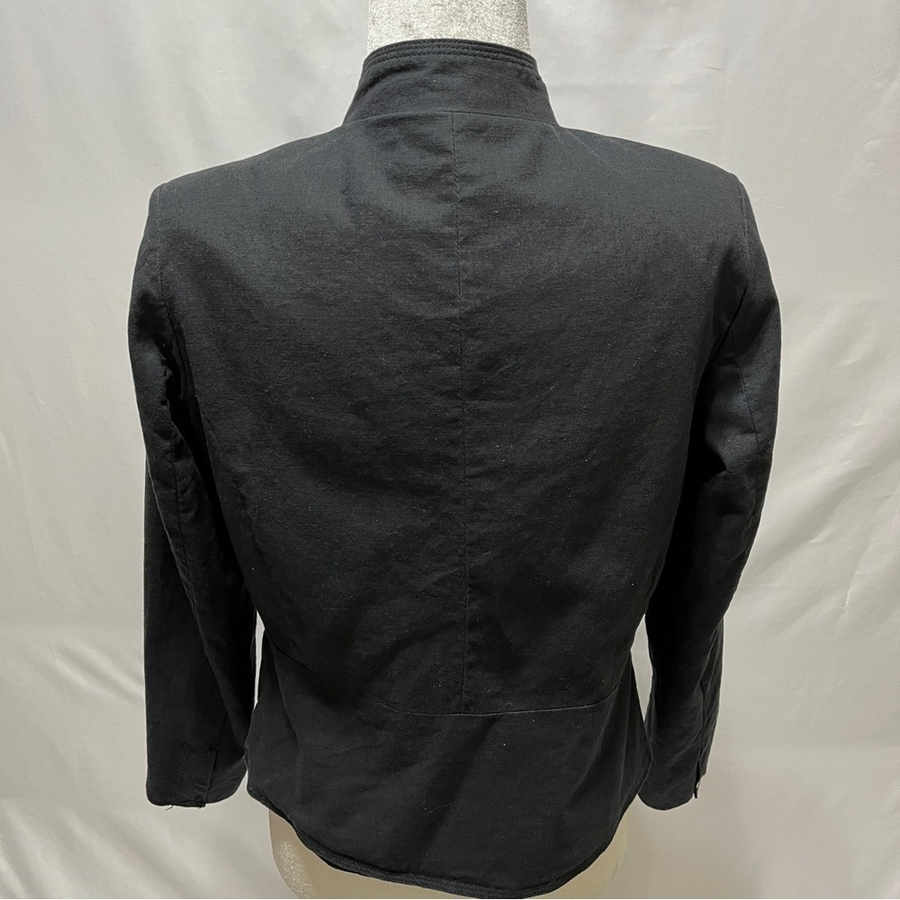 Chadwicks Linen Blend Military Style Jacket Blazer Black Size 10 - Picture 2 of 9
